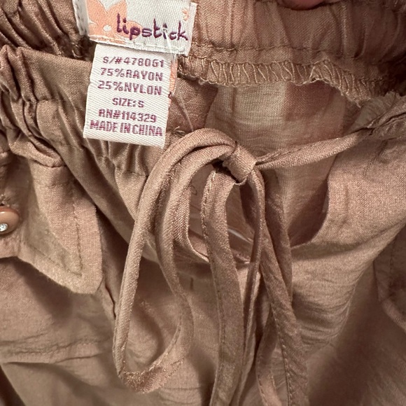 Lipstick Clothing, tan in color, strapless jumpsuit, Size Small. - Picture 3 of 4